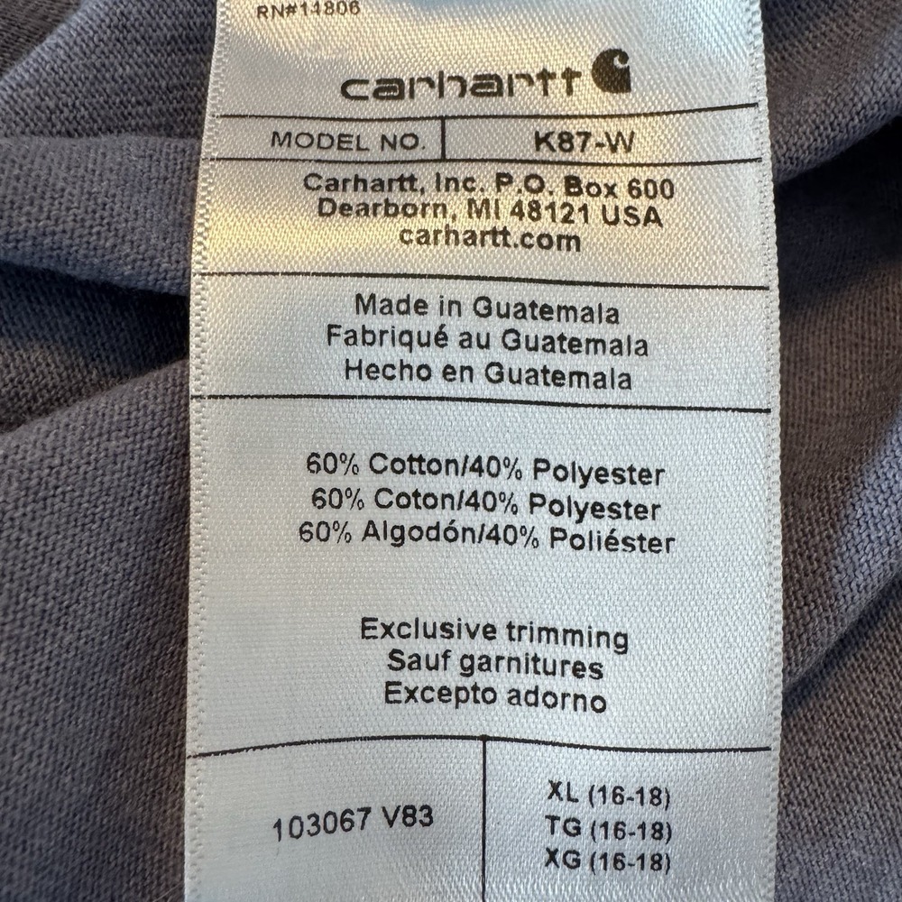 Carhartt Men T-Shirt XL Loose Fit Lt. Purple Pocket Logo Short Sleeve Work Shirt - Picture 6 of 8